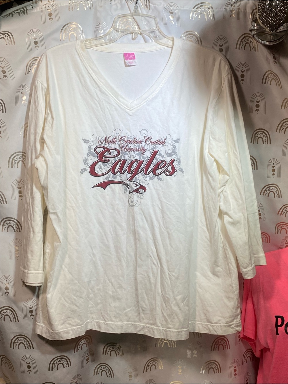 Eagles V-Neck Long Sleeve Top - White